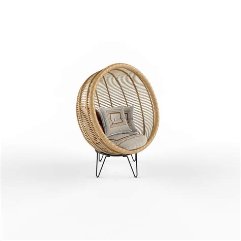 Round Rattan Cocoon Chair 3d Model Cgtrader