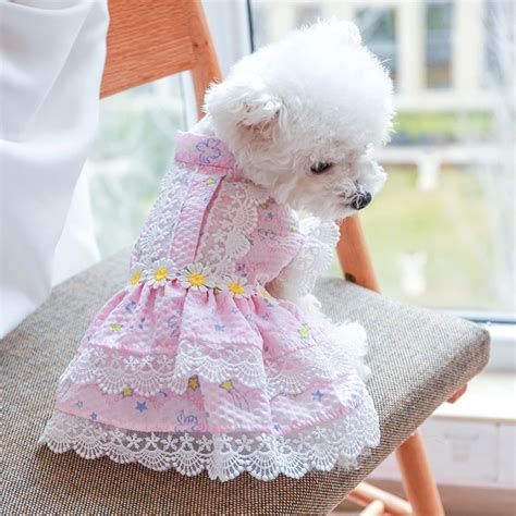 Daisy Designer Dog Clothes Girl Dog Dresses Lace Edge Summer Spring