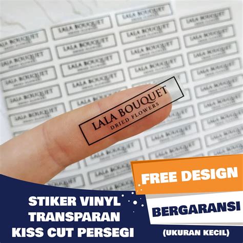 Jual Cetak Stiker Vinyl Transparan Custom Label Sticker Bening Anti Air Kemasan Nama Logo Olshop