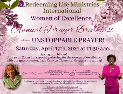 Womens Annual Prayer Breakfast Redeeming Life Ministries International