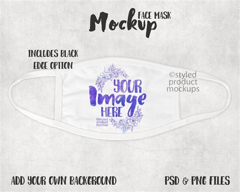 Dye Sublimation Face Mask Mockup Add Your Own Image And Background Etsy