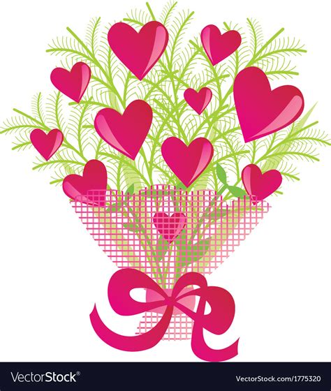 Bouquet Of Flowers With Hearts Royalty Free Vector Image
