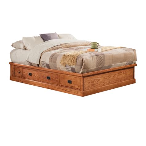 Od O M457 Q Mission Oak Pedestal Bed With 6 Drawers Queen Size
