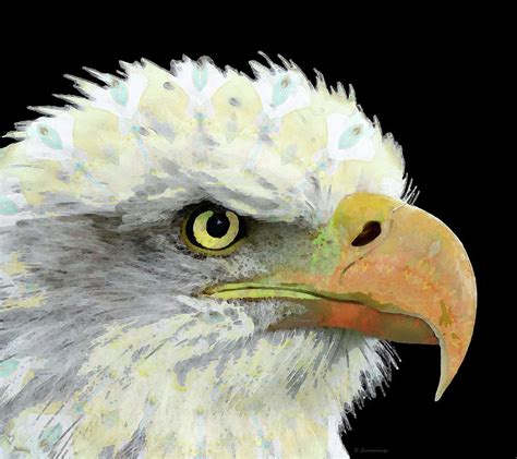 American Bald Eagle Bird Eagle Eye Painting By Sharon Cummings Fine