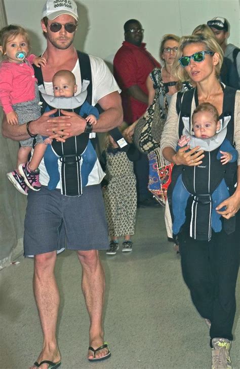 Chris Hemsworth And Wife Elsa Pataky Juggle Adorable Brood At Airport