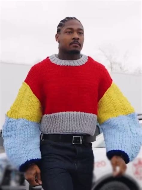Stefon Diggs Color Block Sweater Hollywood Leather Jackets