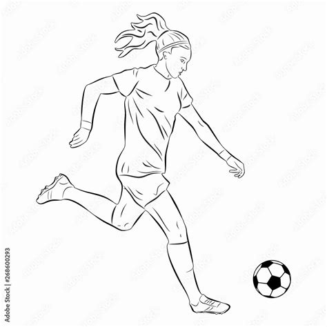Illustration Of Woman Soccer Player Vector Draw Stock Vector Adobe