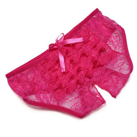Sexy Lace Lingerie Panties Women Exotic Bowknot Knickers Crotchless