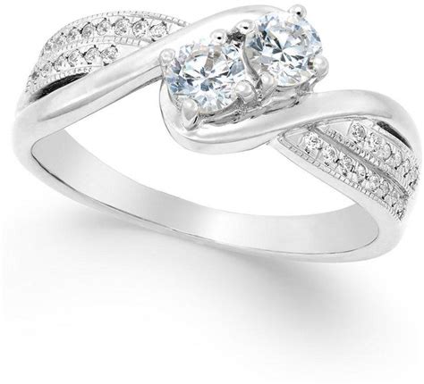 Diamond Two Stone Engagement Ring 12 Ct Tw In 14k Gold Or 14k