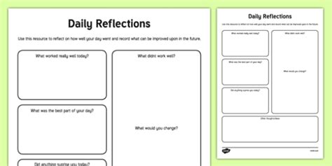 Daily Reflections Activity Teacher Made