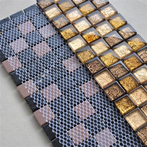 Crystal Glass Tile Backsplash Square Glossy Glass Mosaic Tile Brick Cb033 Golden Kitchen Mosaic