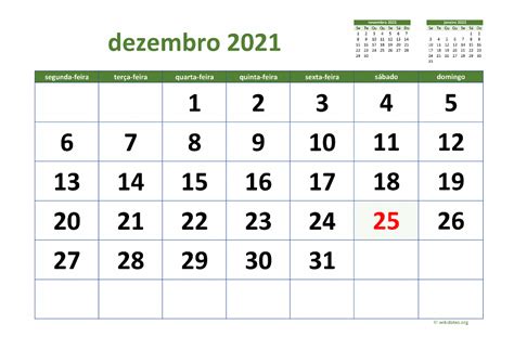 Calendário Dezembro 2021