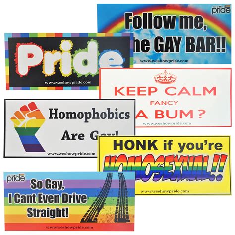 Gay Pride Novelty Bumper Stickers All 6 Designs Pack Of 6 Uk Car And Motorbike