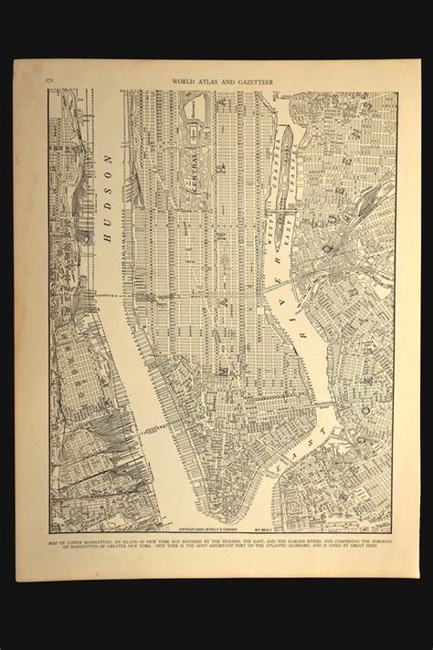 Lower Manhattan Map Manhattan Street Map 1930s New York City Etsy
