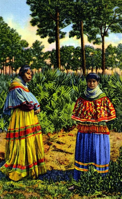 Seminole Indian Women In Their Native Garb Florida Seminole Indians