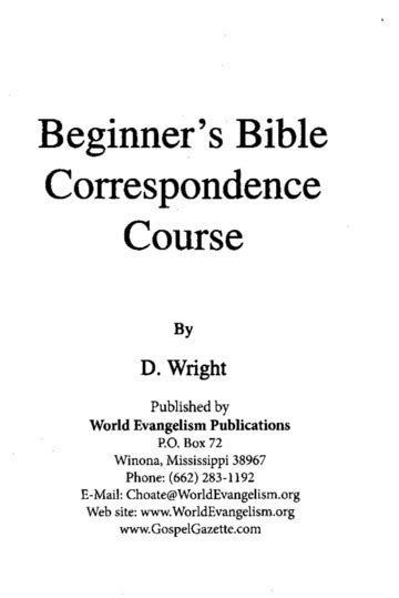 Beginners Bible Correspondence Course D Wright D Wright Free