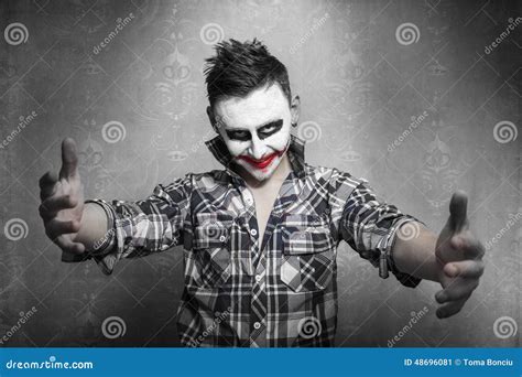 Creepy Joker Laughing Stock Image Image Of Insanity 48696081