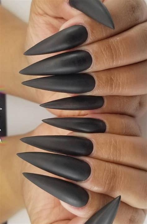 80 Matte Black Coffin And Almond Nails Design Ideas To Try Page 8 Of