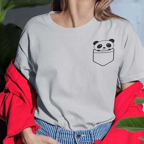 Panda Pocket Tee Panda Shirt Funny Saying Trendy Gray Fashion Etsy