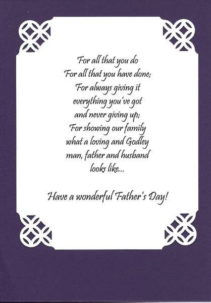 If you're having trouble figuring out what to write, use these example are you wondering what to write in a father's day card? inside of Father's Day card | Fathers day verses, Fathers ...