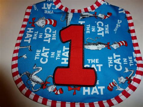 Dr Seuss Cat In The Hat First Birthday Bib And Hat In Stock Etsy