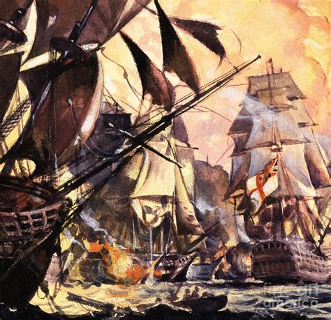 Battle Of Trafalgar Painting By English School