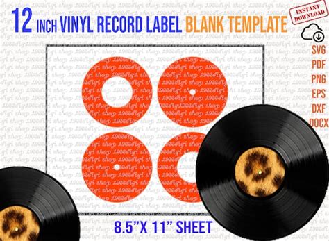 Vinyl Record Label Template Vinyl Record 12 Inch Label Etsy
