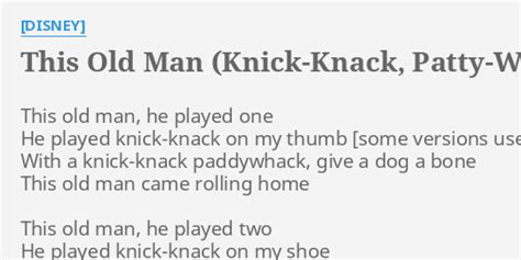 this old man knick knack patty whack lyrics by [disney] this old