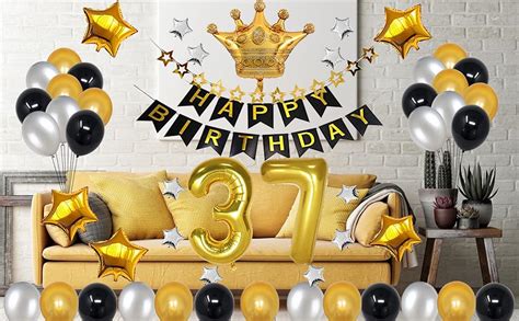 Rbyoo 37th Birthday Decorations For Men Womenblack And