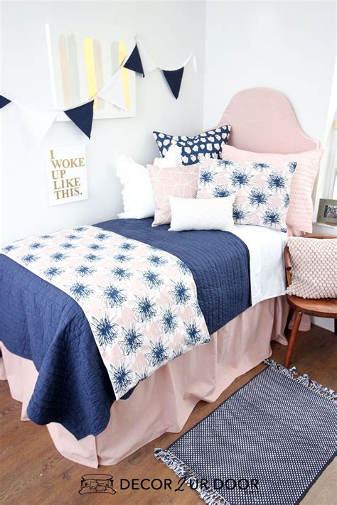 20 Navy And Blush Pink Bedding