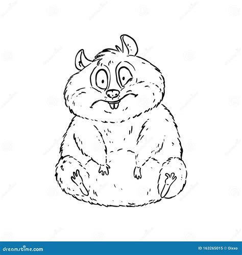 Cartoon Illustration Of A Cute Fat Frustrated Hamster Comic Style Pet