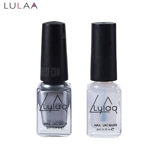 Lulaa 2pcs Silver Mirror Effect Metal Nail Polish Varnish Top Coat