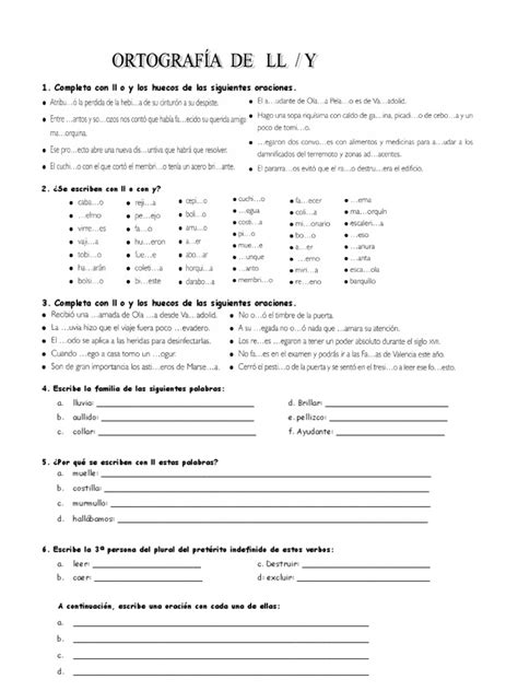 OrtografÍa De Ll Y Ejercicios Pdf Idiomas Artes Del Lenguaje Y