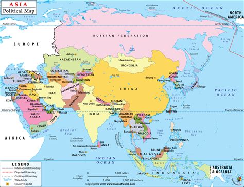 Asia Map With Capitals Map Of The World