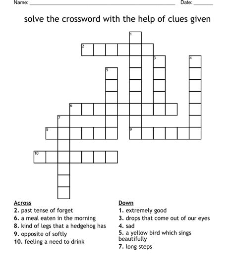 Solve The Crossword With The Help Of Clues Given Wordmint