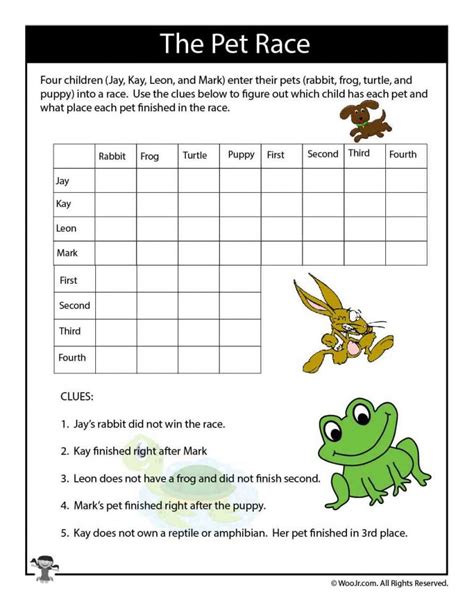 Logic Puzzles Printable