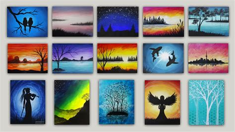 15 Silhouette Acrylic Painting Tutorial And Demonstration Videos Presented In A Time Lapse Video