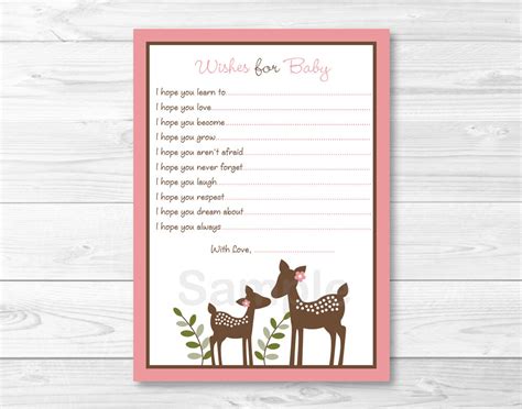 You can find cards at any local drugstore or supermarket, or you can buy a card online from. Pink Willow Deer Printable Baby Shower Wishes for Baby Advice Cards | eBay