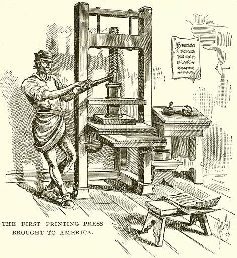 The First Printing Press Brought To America Stock Image Look And Learn