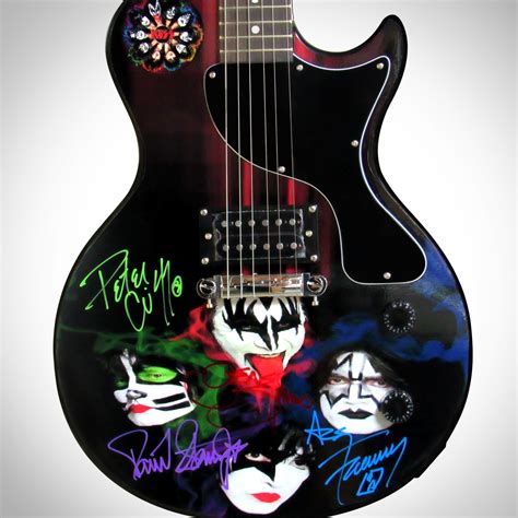 Formed in 1973 by gene simmons, paul stanley, ace frehley and peter criss, kiss is a hard rock band, who are known for their elaborate stage performances. Kiss // Band Autographed Guitar - RARE-T - Touch of Modern