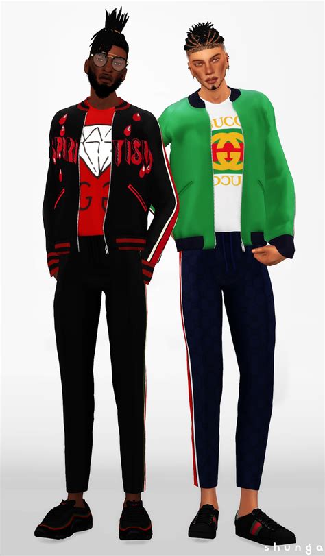 Gucci Bomber Jacket Jogging Pants Shorts And Polo For The Sims 4