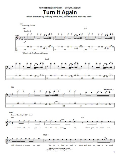 Turn It Again By Red Hot Chili Peppers Bass Tab Guitar Instructor