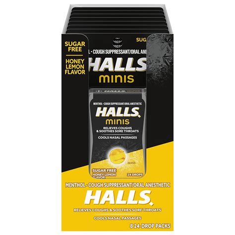 Buy Halls Minis Honey Lemon Flavor Sugar Free Cough Drops 24 Count