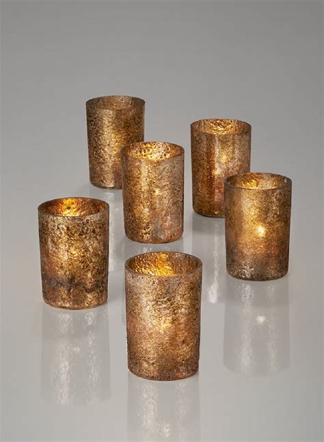 Vintage Bronze And Silver Mercury Glass Votive Holder Votives And Candle Holders Serene Spaces