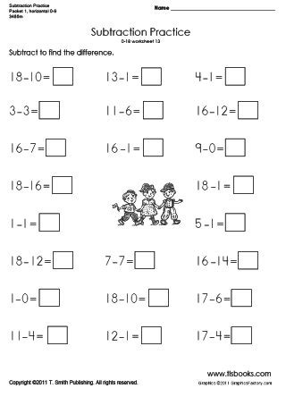 Find lots of math worksheets for kids at kidslearningstation.com. Horizontal Subtraction Packet 1