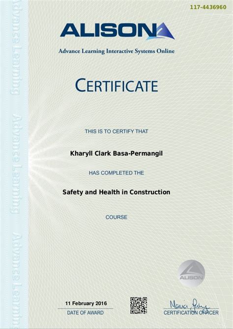 Safety And Health In Construction Certificate