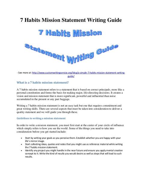 7 Habits Mission Statement Writing Guide