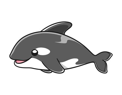 Cute Orca Whale Vector Illustration Killer Whale Cartoon Clipart