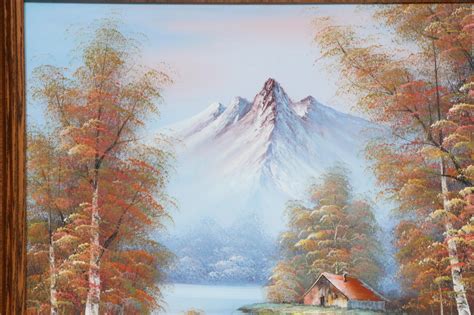 Mountain Landscape With Cabin Oil Painting Late 20th Century Ebth