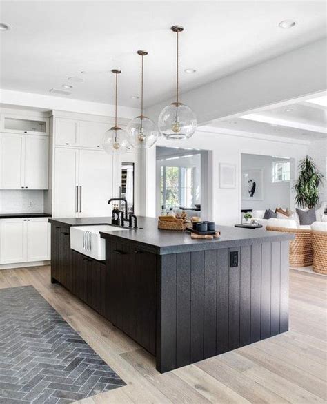 30 White Kitchens With Black Islands